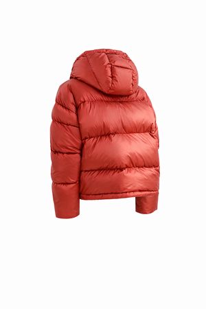BOSTON PUFFER — Oversized Hooded Down Jacket with Snap Details
