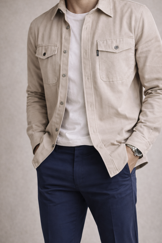 TOKYO UTILITY — Double-Pocket Cargo Shirt with Clean Lines