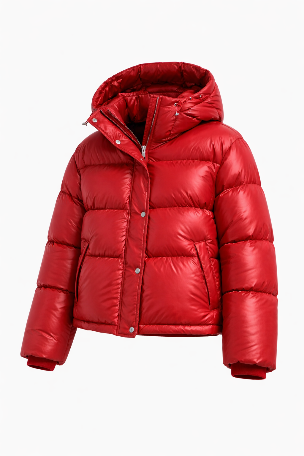 BOSTON PUFFER — Oversized Hooded Down Jacket with Snap Details