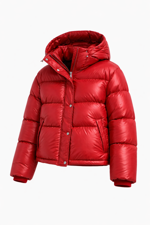 BOSTON PUFFER — Oversized Hooded Down Jacket with Snap Details