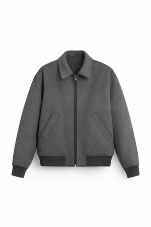 DUBLIN HARRINGTON — Wool-Blend Bomber with Polo Collar
