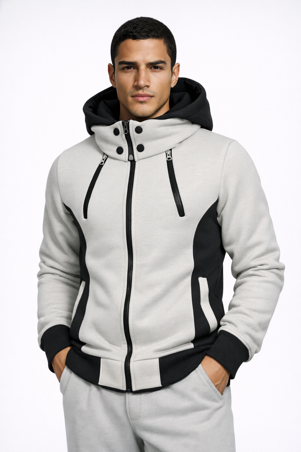 THE PRAGUE CONTRAST HOODIE — Color-Block Zip Hoodie