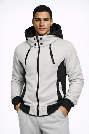 THE PRAGUE CONTRAST HOODIE — Color-Block Zip Hoodie
