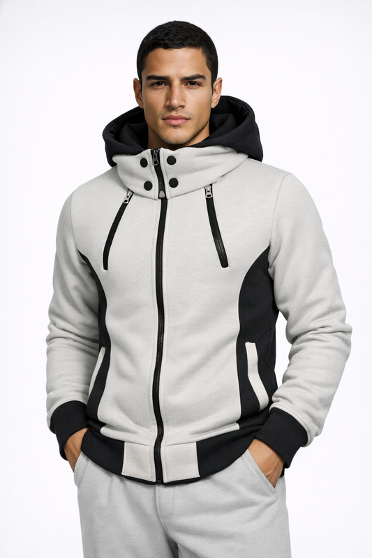 THE PRAGUE CONTRAST HOODIE — Color-Block Zip Hoodie