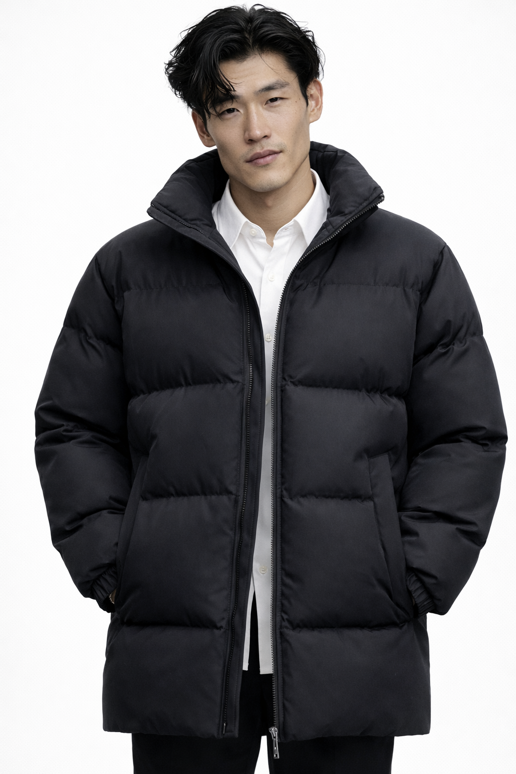 MOSCOW BOMBER — Stand-Collar Puffer Jacket with Fleece Lining