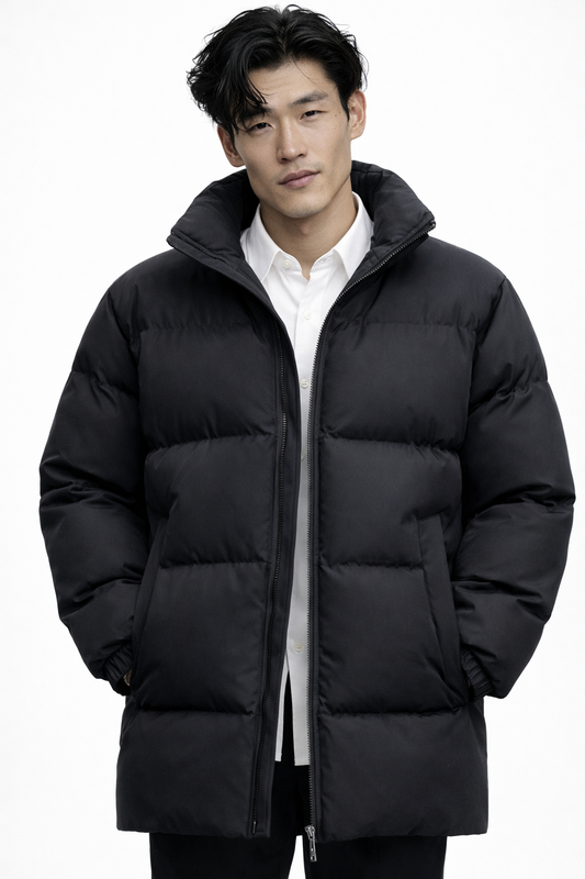 MOSCOW BOMBER — Stand-Collar Puffer Jacket with Fleece Lining
