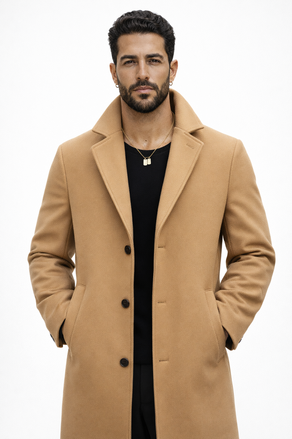 LONDON TRENCH — Single-Breasted Wool-Blend Coat with Notch Lapels