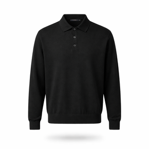 VIENNA POLO — Long Sleeve Knit Polo with Button Placket