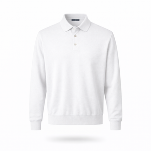 VIENNA POLO — Long Sleeve Knit Polo with Button Placket