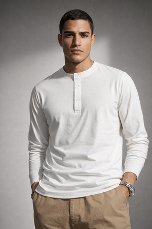 Heavyweight Combed Cotton Henley Top