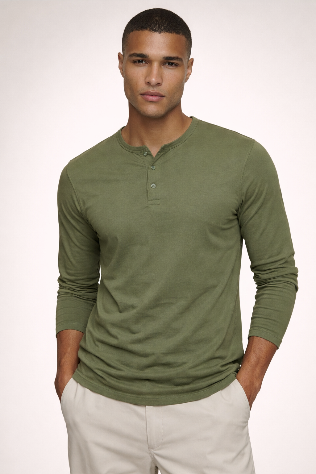 Cotton Henley Long-Sleeve T-Shirt