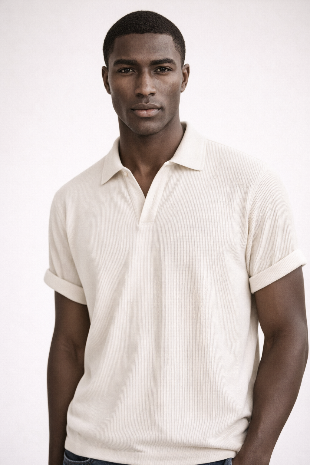 Elias Textured Open Collar Shirt