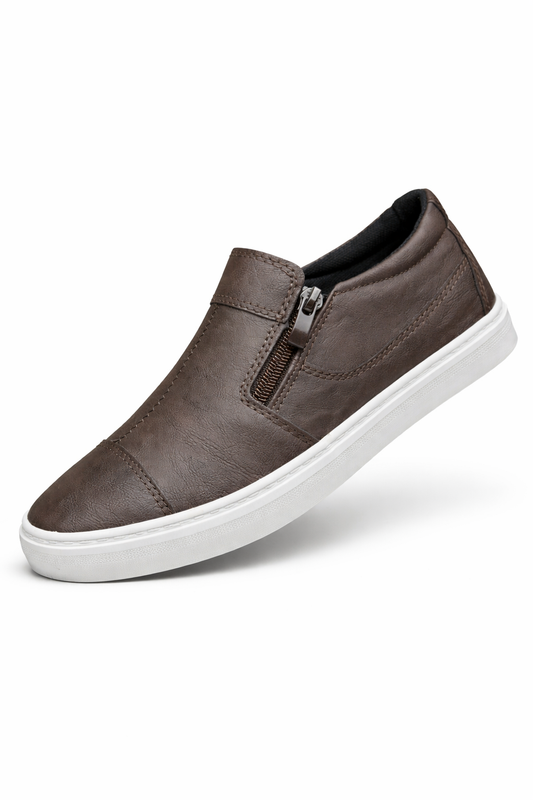 Minimal Leather Slip-On Sneakers
