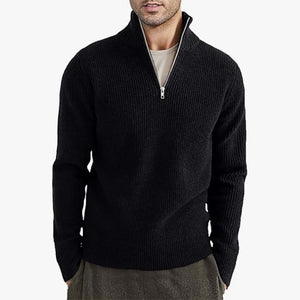 GENEVA HALF-ZIP — Ribbed Half-Zip Knit Sweater