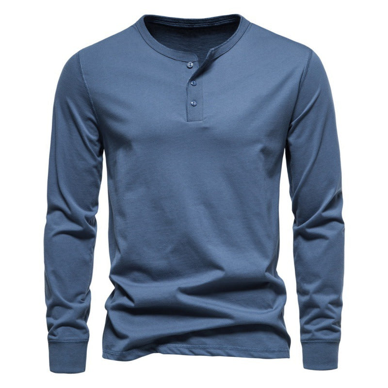 Cotton Henley Long-Sleeve T-Shirt