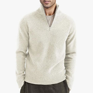 GENEVA HALF-ZIP — Ribbed Half-Zip Knit Sweater