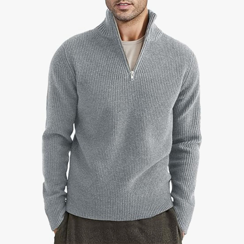 GENEVA HALF-ZIP — Ribbed Half-Zip Knit Sweater