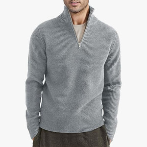 GENEVA HALF-ZIP — Ribbed Half-Zip Knit Sweater