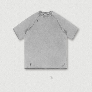 MEMPHIS WASHED TEE — Oversized Washed Terry Short Sleeve with Raw Edge