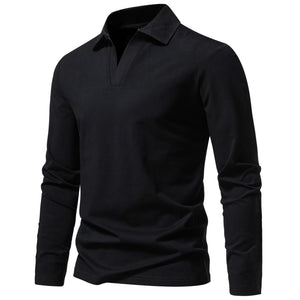 Long-Sleeve Open Collar Polo T-Shirt