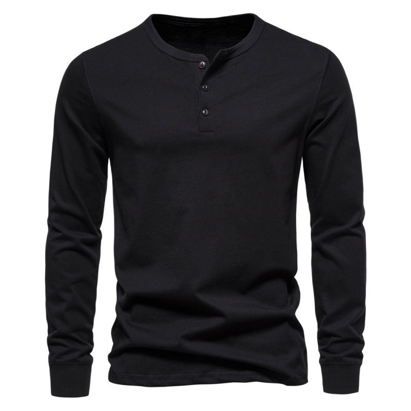 Cotton Henley Long-Sleeve T-Shirt