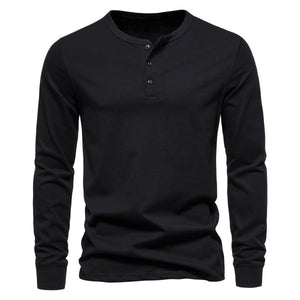 Cotton Henley Long-Sleeve T-Shirt