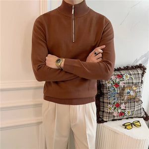 ZURICH HALF-ZIP — Ribbed Knit Quarter-Zip Sweater with Stand Collar