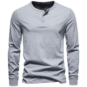Cotton Henley Long-Sleeve T-Shirt