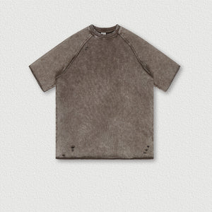 MEMPHIS WASHED TEE — Oversized Washed Terry Short Sleeve with Raw Edge