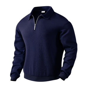 MONACO POLO KNIT — Textured Quarter-Zip Polo Sweatshirt