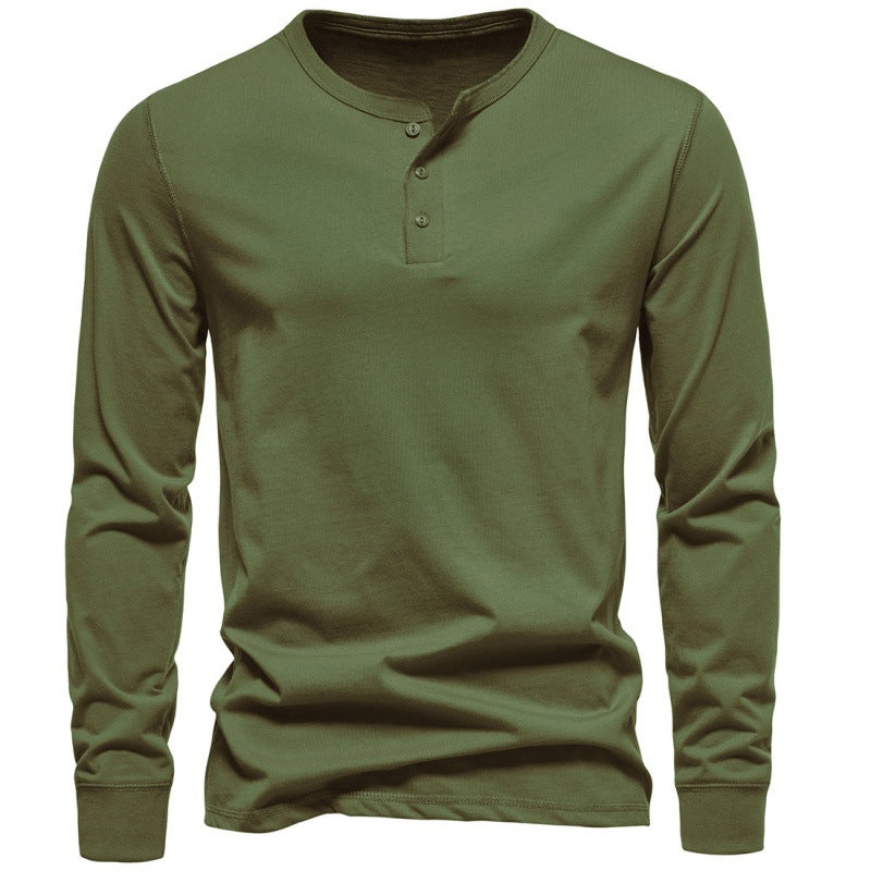 Cotton Henley Long-Sleeve T-Shirt