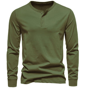 Cotton Henley Long-Sleeve T-Shirt