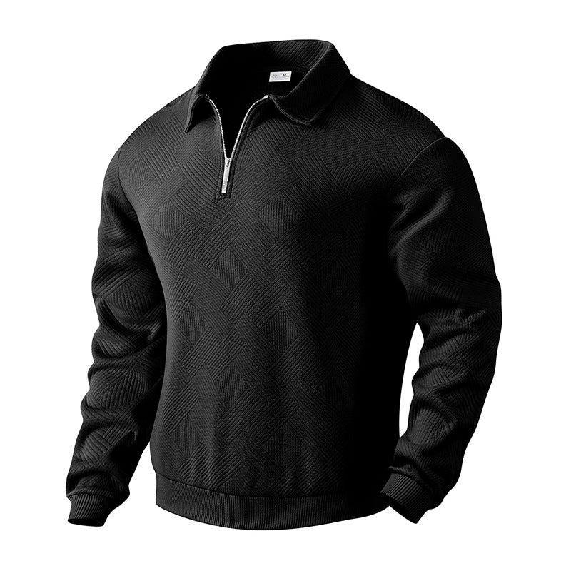 MONACO POLO KNIT — Textured Quarter-Zip Polo Sweatshirt