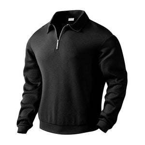 MONACO POLO KNIT — Textured Quarter-Zip Polo Sweatshirt