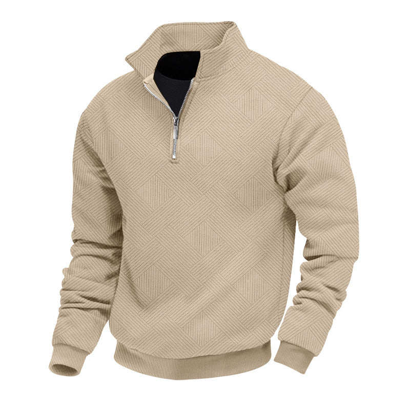 MONACO POLO KNIT — Textured Quarter-Zip Polo Sweatshirt
