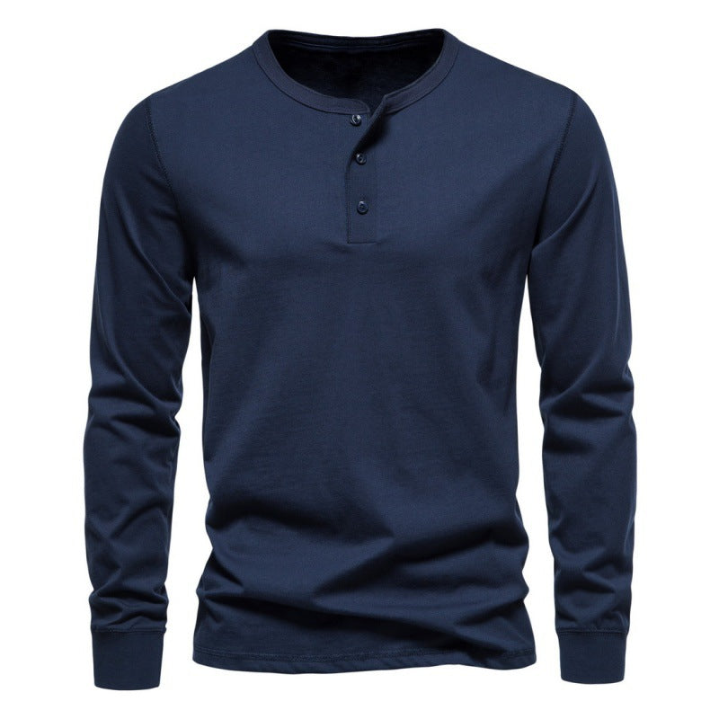 Cotton Henley Long-Sleeve T-Shirt