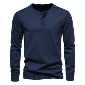 Cotton Henley Long-Sleeve T-Shirt