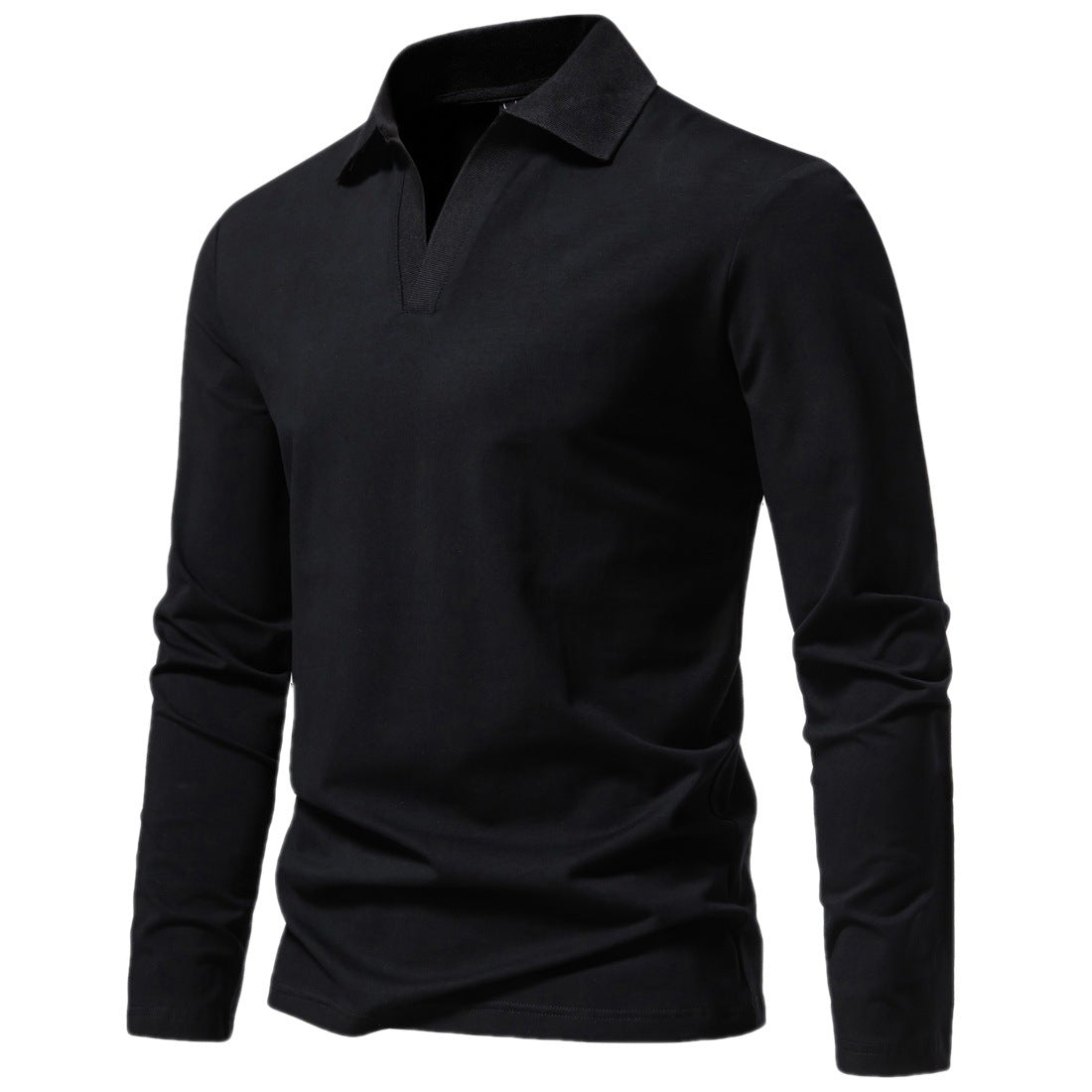 Long-Sleeve Open Collar Polo T-Shirt