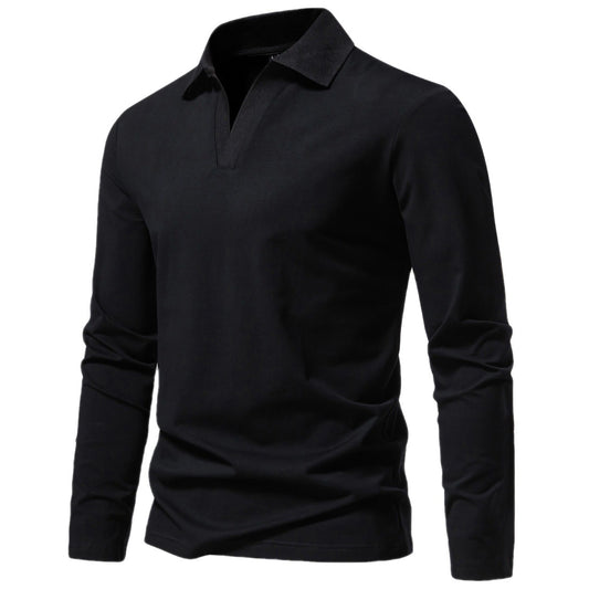 Long-Sleeve Open Collar Polo T-Shirt