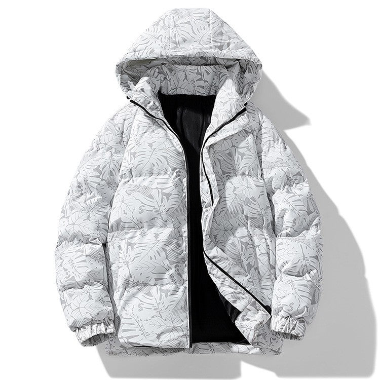 ZURICH BOMBER — Oversized Hooded Puffer with Botanical Print