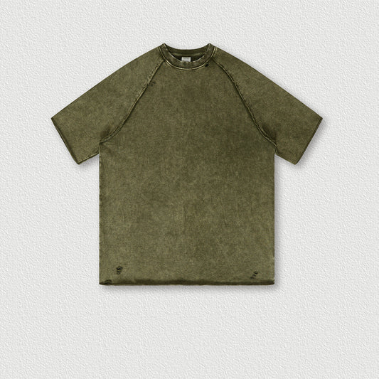 MEMPHIS WASHED TEE — Oversized Washed Terry Short Sleeve with Raw Edge