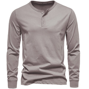 Cotton Henley Long-Sleeve T-Shirt
