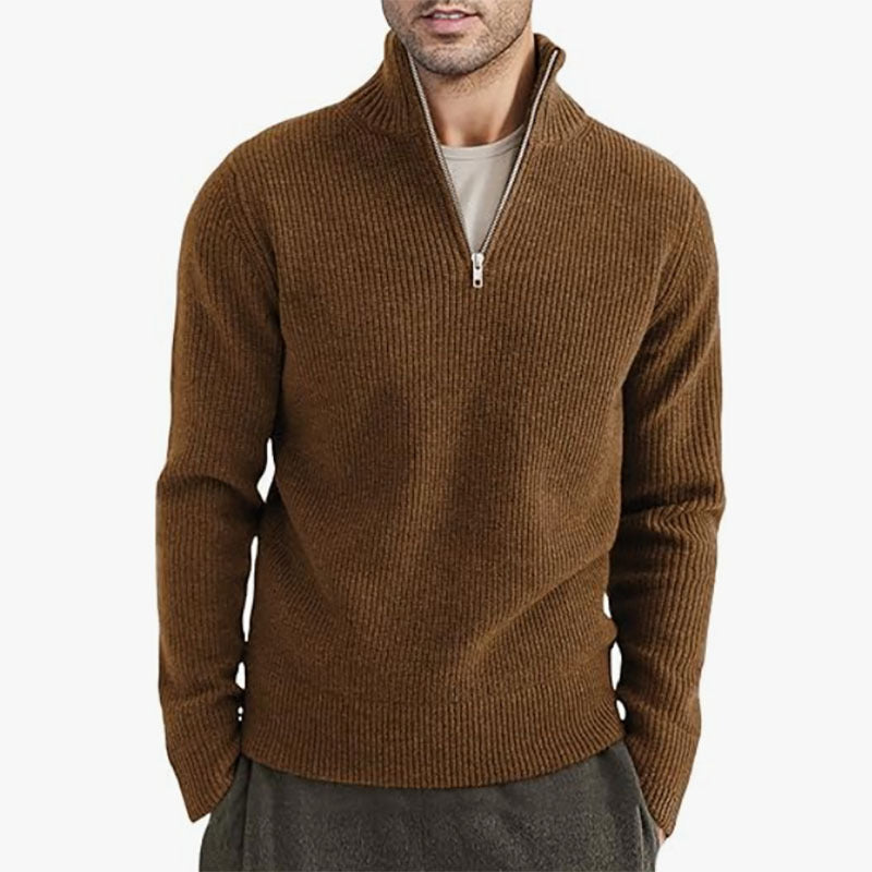 GENEVA HALF-ZIP — Ribbed Half-Zip Knit Sweater