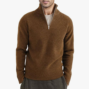 GENEVA HALF-ZIP — Ribbed Half-Zip Knit Sweater