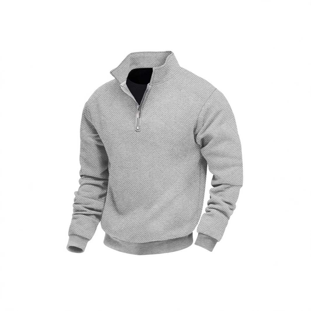 CANNES JACQUARD ZIP — Textured Quarter-Zip Polo Pullover